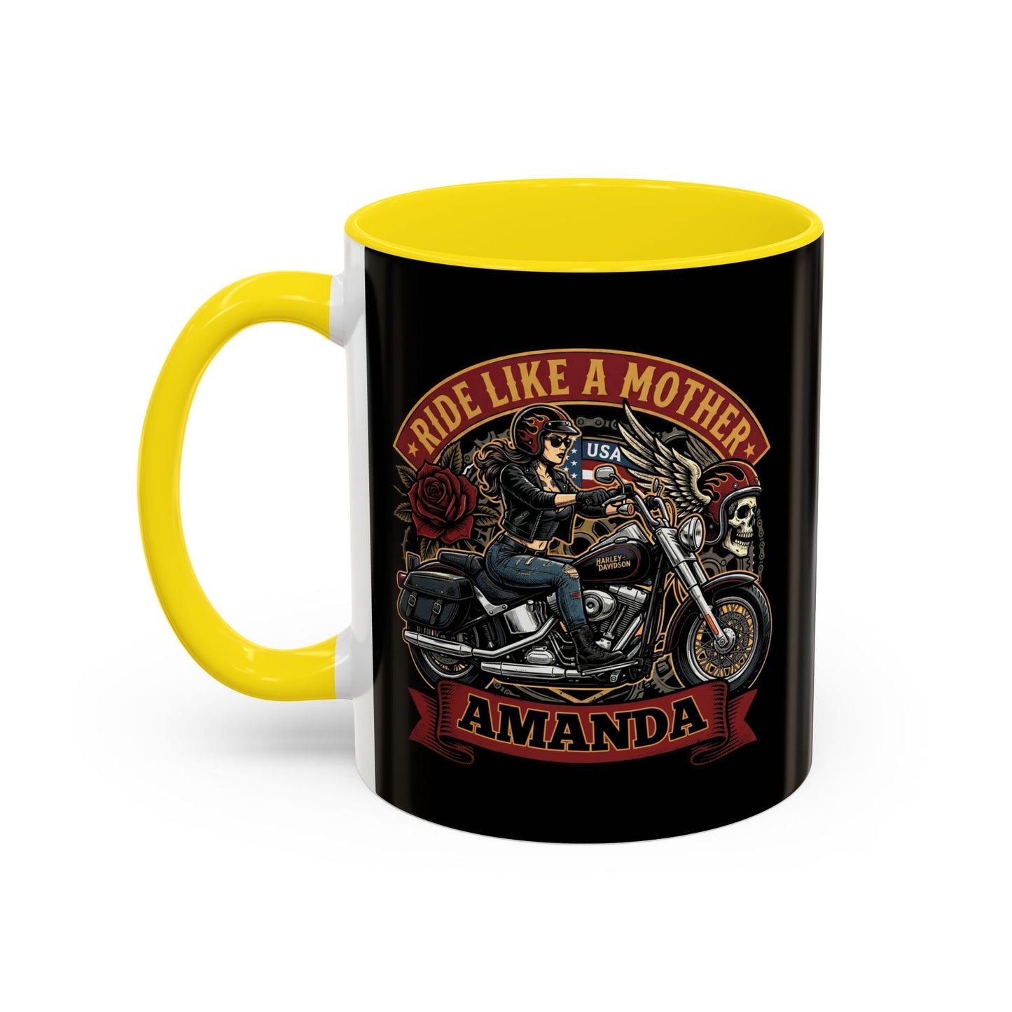 Personalized Biker Mom Mug, Custom Name Motorcycle Coffee Cup, Ride Like a Mother Accent Mug, Mothers Day Gift for Her
