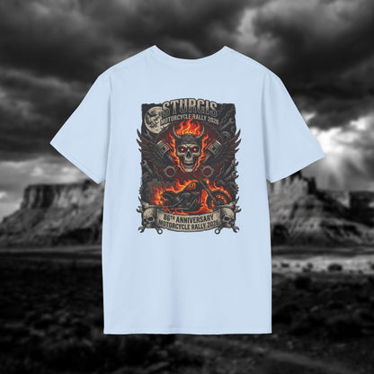 Sturgis 2026 86th Anniversary Special Edition T-Shirt - Hell on Wheels Skull & Flames