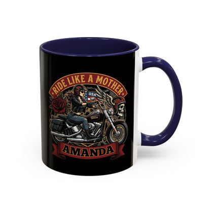 Personalized Biker Mom Mug, Custom Name Motorcycle Coffee Cup, Ride Like a Mother Accent Mug, Mothers Day Gift for Her