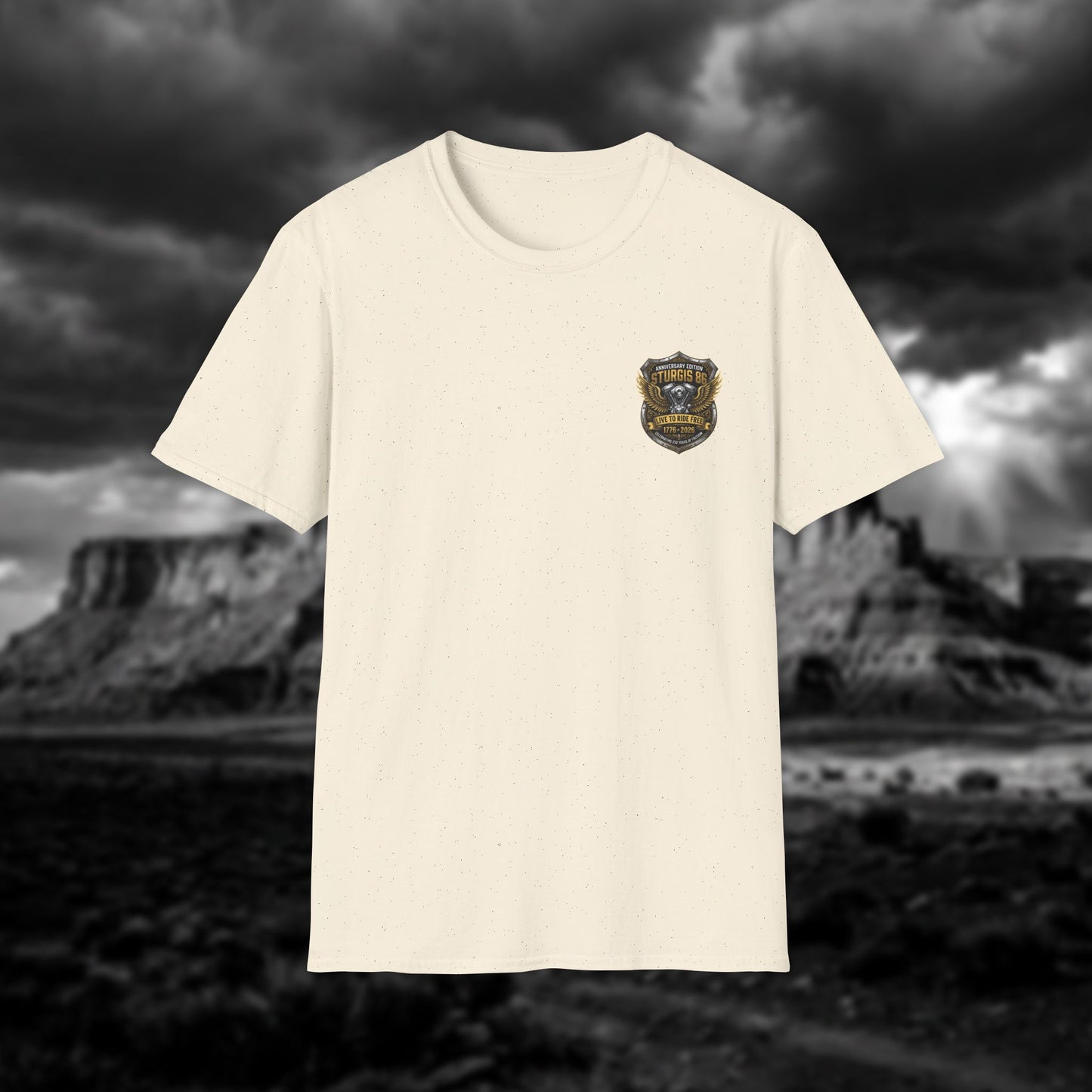 Sturgis 86 Anniversary Motorcycle T-Shirt — "Live to Ride Free"